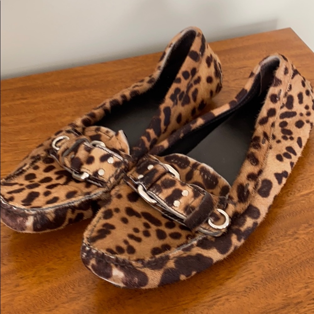 Prada pony hair moccasins